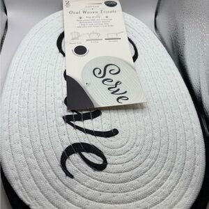 Cotton Oval Woven Trivets - White and Black